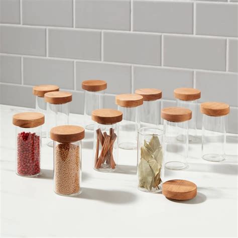 Spice Jars With Wood Lids: Threshold Round Spice Jar With Wood Lids Set | Best Spice Jars ...