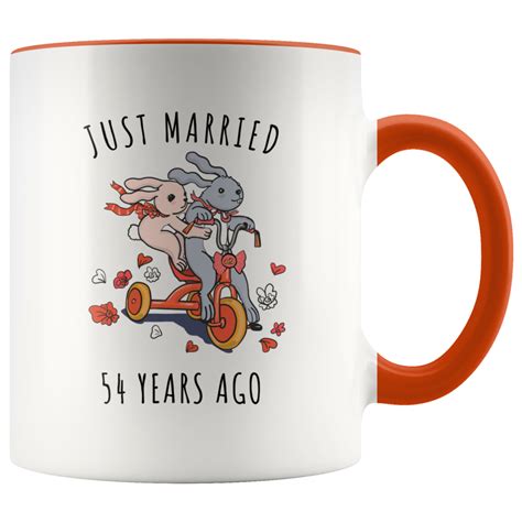 Just Married 54 Years Ago - 54th Wedding Anniversary Gift Accent Mug ...