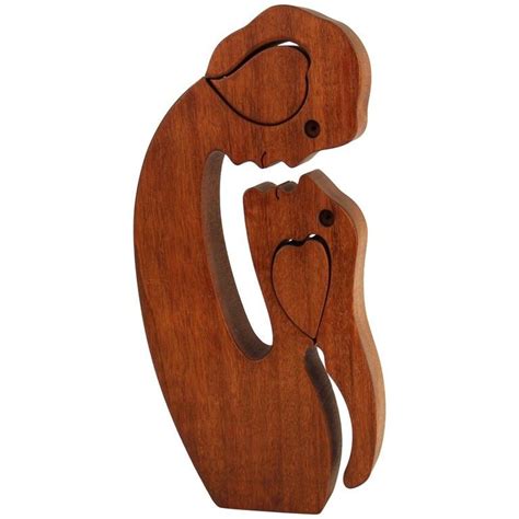 Mid-Century Modern Carved Wood Puzzle Sculpture | Wood carving patterns ...