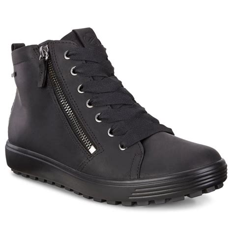 Ecco Womens Soft 7 Tred W Hi GTX Black Lace-Up Waterproof Ankle Boots 450163-02001