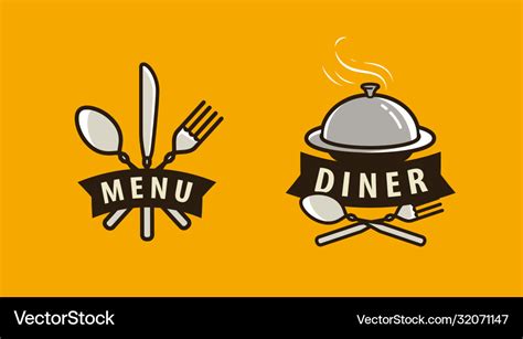 Menu diner logo food service cuisine Royalty Free Vector