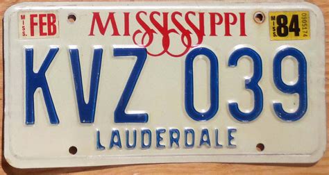 1984 Mississippi vg+ | Automobile License Plate Store: Collectible ...