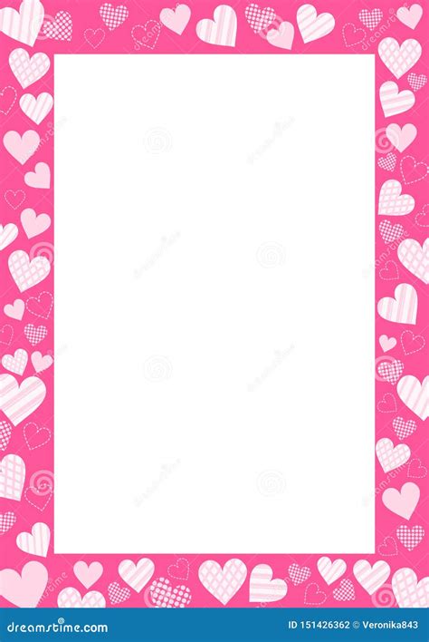 Pink Heart Frame. Valentine Border Clipart. Vector Illustration Stock Vector - Illustration of ...