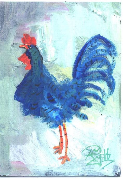 Big Old Blue Rooster 5x7 painting Jim Smeltz by jimsmeltzgallery, $30.00 | Rooster, Painting, Etsy