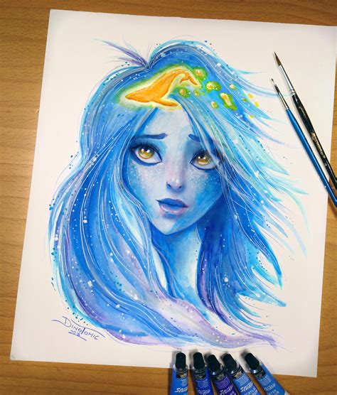 Blue Girl water painting by AtomiccircuS on DeviantArt