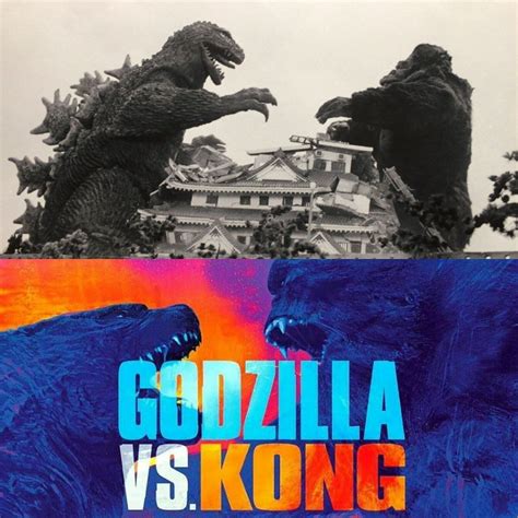 King Kong vs. Godzilla (1962) and Godzilla vs. Kong (2020). Toho Company Ltd movie monster ...