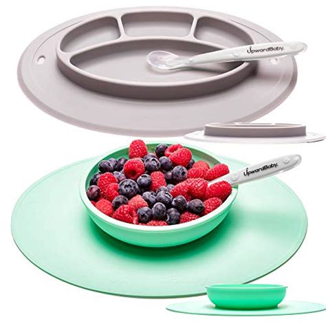 UpwardBaby Toddler Plate and Bowl Set with Suction for Kids Silicone ...