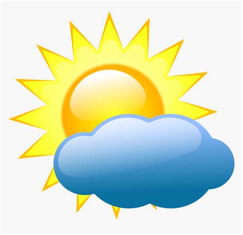 Partly Cloudy Summer Sun And Cloud Clip Art Weather - Weather Symbol ...