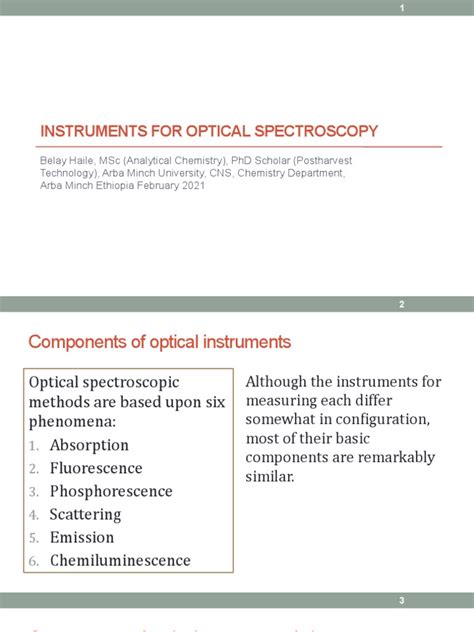 Lecture 2 - Instruments For Optical Spectros | PDF | Absorption ...