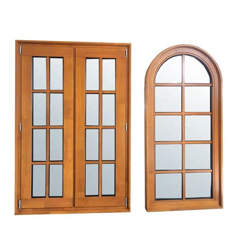 French style fixed wood window with wood window grille design made of ...