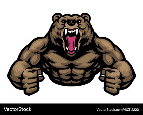 Big Muscle Grizzly Bear Mascot Logo Royalty Free Vector | My XXX Hot Girl