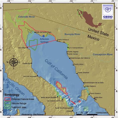 Coastal towns bracketing the northern end of the Gulf of California ...