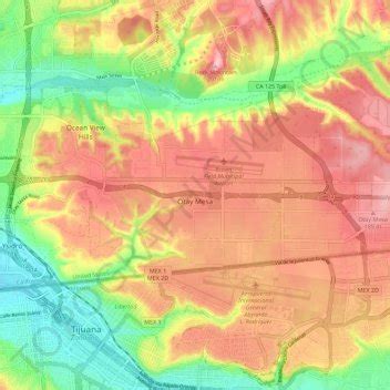 Otay Mesa topographic map, elevation, terrain