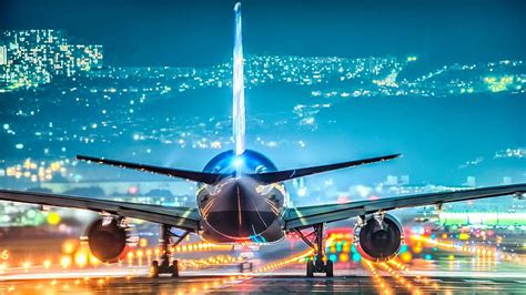 HD wallpaper: airline, airplane, city lights, air travel, aviation, airliner | Wallpaper Flare