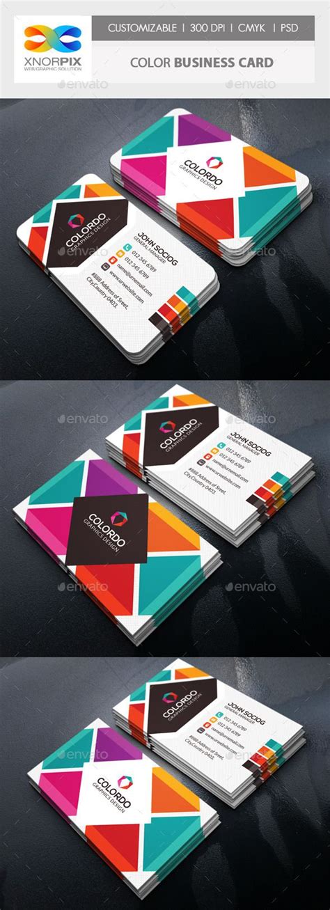 Color Business Card | Business card design creative, Business card template psd, Business card ...