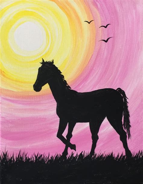 Horse with pink sky - Art Towne