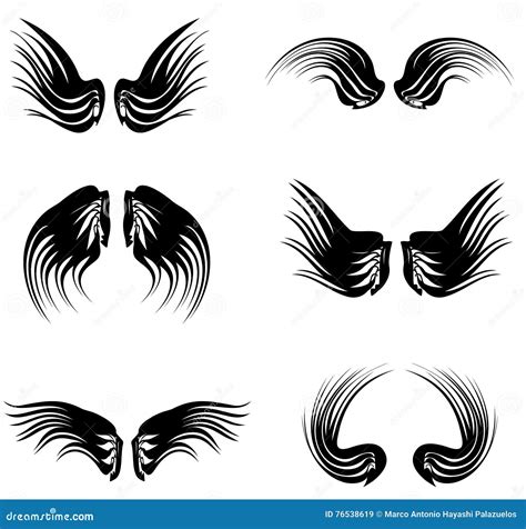 Black Tattoo wings pack stock vector. Illustration of wings - 76538619