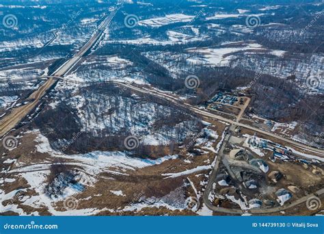 Vertical Aerial Wide Angle Drone View of Road Stock Photo - Image of ...