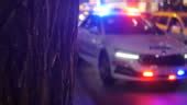 Police Patrol Car With Red And Blue Flashing Lights On Night City With Police Flashing Lights On ...