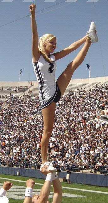 BYU cheerleader, cheerleading, cheer, football, stunt, heel stretch: College Cheerleading ...