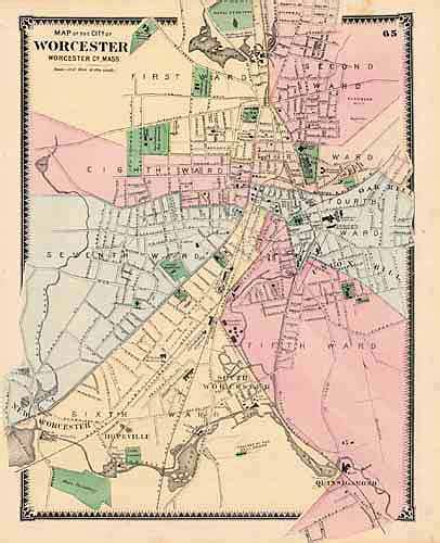 Map of the City Worcester - Art Source International