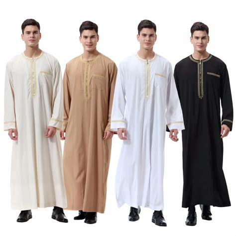 New Mens Arabic Abaya Kaftan Muslim Long Sleeves Adult Prayer Dress ...