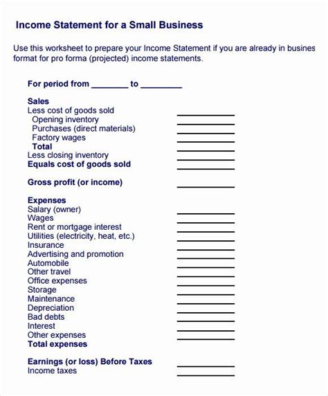 Fabulous Small Business Income Statement Template Explanatory Notes Financial Statements