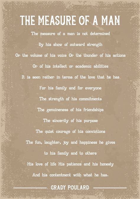 Grady Poulard the Measure of a Man Poem Art Print - Etsy UK | Encouragement quotes, Life lesson ...