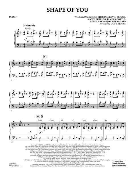 Shape of You - Piano by Larry Moore Sheet Music for Orchestra at Sheet Music Direct