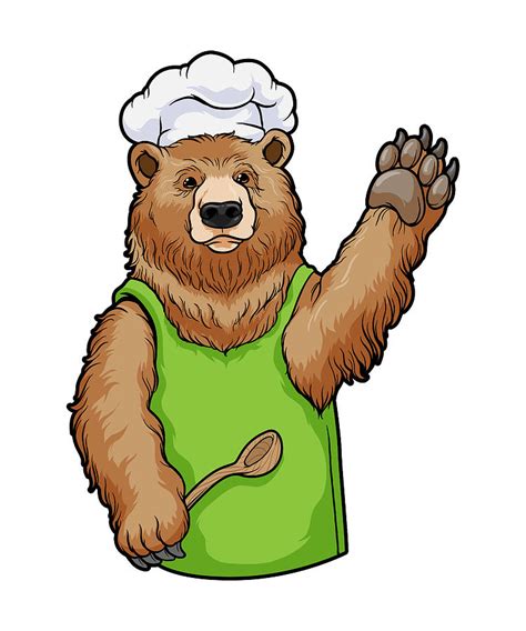 Bear as Cook with Chef hat Painting by Markus Schnabel