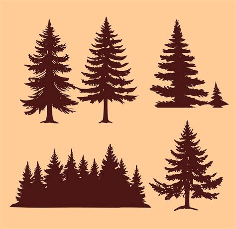 Premium Vector | Free vector vintage trees and forest silhouettes set