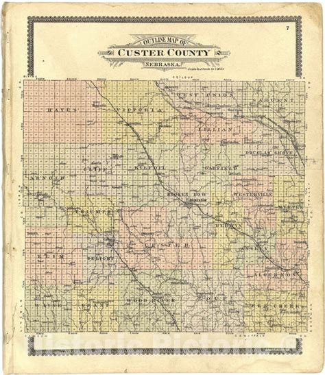 Historic 1904 Map - Standard Atlas of Custer County, Nebraska - Callaw - Historic Pictoric