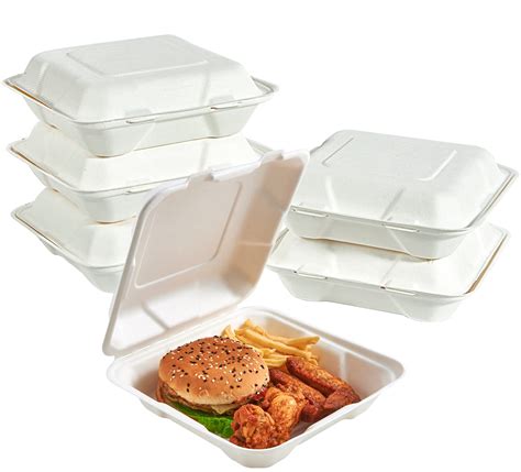 Buy ECOLipak 50 Pack Clamshell Take Out Food Containers, 100% Compostable Disposable To Go ...