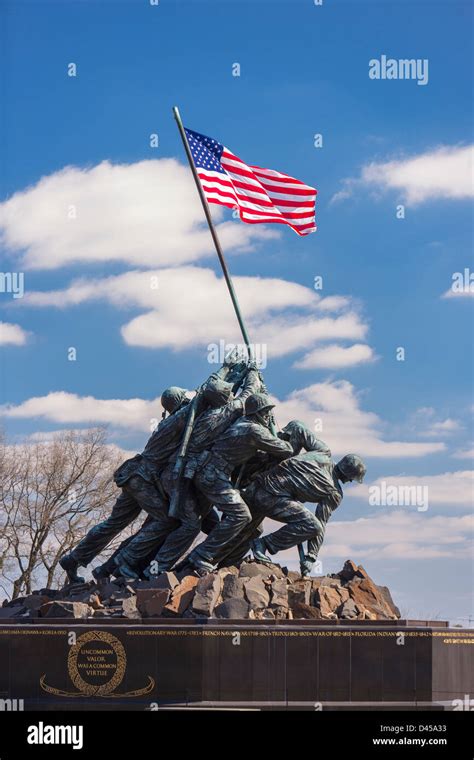 ARLINGTON, VIRGINIA, USA - Iwo Jima U.S. Marine Corps War Memorial in Rosslyn, a military ...