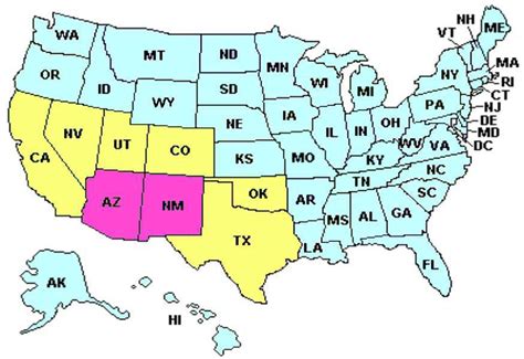 Southwest Region Map States And Capitals