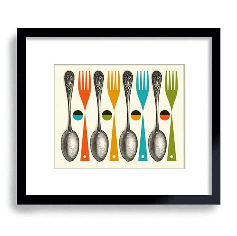 Kitchen Art Print Mid Century Modern Decor Colorful by DexMex