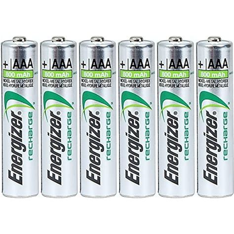 Energizer AAA Rechargeable NiMH Battery 800 mAh 1.2V x six (6) Batteries - Walmart.com - Walmart.com