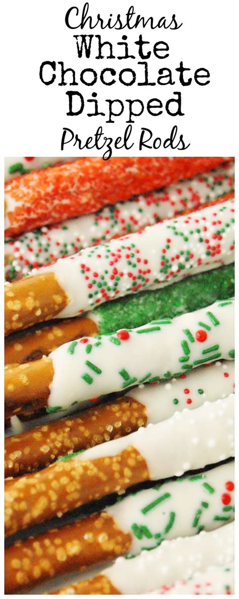 Christmas White Chocolate-Dipped Pretzel Rods - The Kitchen is My Playground