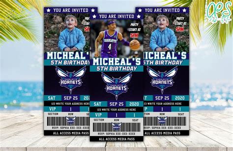 Charlotte Hornets Ticket Birthday Editable Templates Instant Download ...