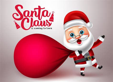 Santa claus character vector design. Santa claus is coming to town text with christmas santa ...