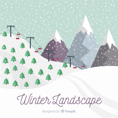 Snow-covered mountain winter landscape | Free Vector