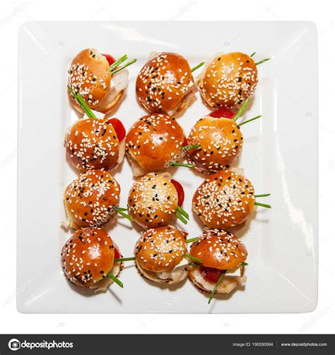 Mini burgers serve at party Stock Photo by ©Photozirka 190550564