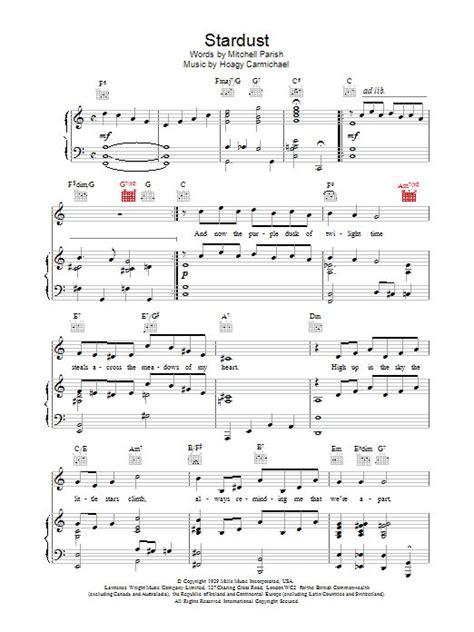 Frank Sinatra Stardust Sheet Music Notes, Chords | Sheet music notes ...