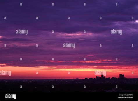 Denver, CO skyline at sunrise Stock Photo - Alamy