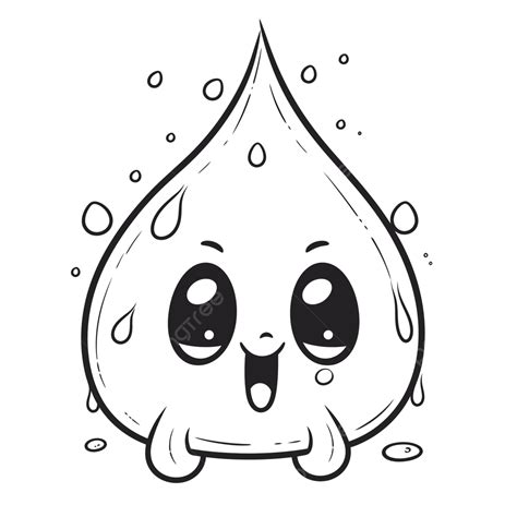 Cute Cartoon Water Drop Coloring Page Outline Sketch Drawing Vector, Water Clipart, Cute Clipart ...