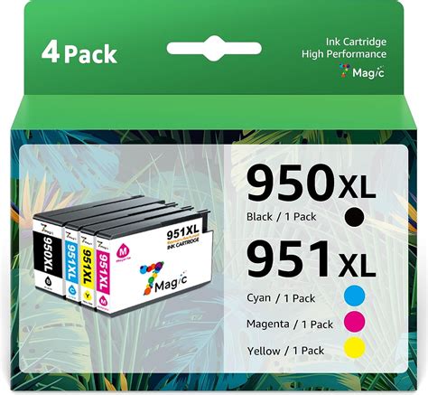 950XL 951XL 7Magic High Yield 950xl 951xl Combo Pack Ink Cartridges Replacement for HP 950 951 ...