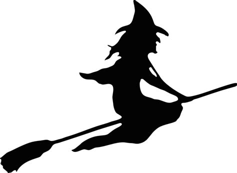 Witch Riding Broom Silhouette Smoothed - Openclipart