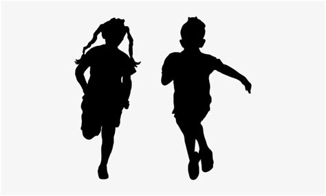 Children Running Silhouette Transparent - Kids Running Silhouette ...