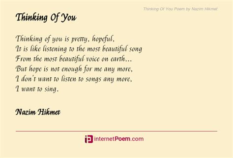 Thinking Of You Poem by Nazim Hikmet