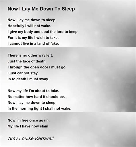 Now I Lay Me Down To Sleep - Now I Lay Me Down To Sleep Poem by Amy ...